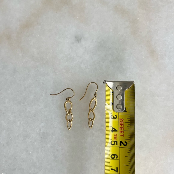 Anthropologie Gold Drop Chain Link Style Modern Contemporary Earrings - Picture 3 of 4